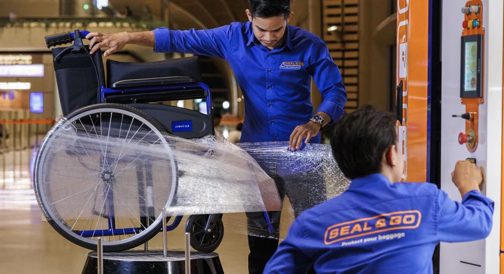 luggage-wrapping-wheelchair