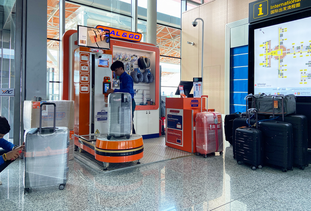 Luggage wrapping at Siem Reap-Angkor Int. Airport